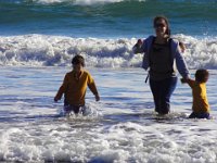 DSC00622  Stinson Beach:  Ethan, Brooke, Elizabeth, and Aidan realize just how cold the water can be off the northerm CA shoreline. : From MobileMe