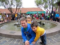 IMG_0900  San Francisco - Ghirardelli Square:  Michael, Aidan, and Ethan pose in front of the mermaid fountain. : From MobileMe